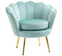 HOMCOM Poltroncina Vintage di Design in Velluto Blu, Poltroncina da Camera con Schienale Alto 76x67x74cm, Verde