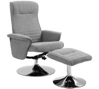 HOMCOM Poltrona relax TV con pouf simil velluto grigio