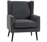 HOMCOM Poltrona Salotto Imbottita in Ciniglia, Stile Moderno di Metà Secolo | Poltroncina Camera da Letto, Braccioli e Gambe Affusolate in Legno di Caucciù, Soggiorno, Ufficio, 72x72x95 cm, Grigio Scuro