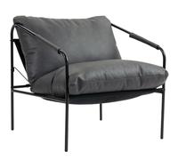 HOMCOM Poltrona Salotto Imbottita Pelle PU 74.5x75x77 cm Grigio Carbone