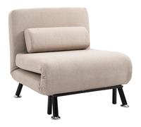 HOMCOM Poltrona salvaspazio Letto Singolo con Materasso e Cuscino Imbottito, Telaio in Metallo e Schienale Regolabile 108-180°, Beige Aosom Italy