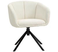 HOMCOM Poltrona, sedia imbottita con seduta confortevole, girevole, rivestimento accogliente, fino a 120 kg, Bianco crema