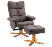 HOMCOM Poltrona Sedia Relax Reclinabile con Poggiapiedi in pelle PU Marrone