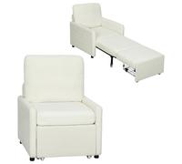 HOMCOM Poltrona trasformabile a 1 posto, poltrona-letto in pile Teddy con contenitore nascosto, tasche laterali, ampia seduta imbottita, cuscino, divano-letto per ospiti, soggiorno, piccoli spazi,