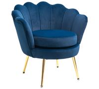 HOMCOM Poltrona Vintage di Design in Velluto Blu per Soggiorno e Camera con Schienale Alto Comfort 75x63x73cm Elegante e Resistente Aosom