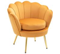 HOMCOM Poltrona Vintage di Design in Velluto Giallo, Poltroncina da Camera con Schienale Alto 76x67x74cm Aosom