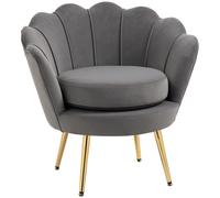 HOMCOM Poltrona Vintage di Design in Velluto Marrone, Poltroncina da Camera con Schienale Alto 76x67x74cm Marrone Aosom