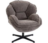 HOMCOM Poltrona wingback in velluto girevole 360° con base a stella, Grigio Aosom Italy