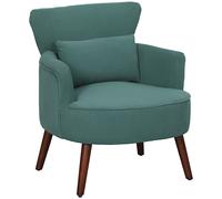 HOMCOM Poltroncina con Braccioli Moderna, Imbottita con Cuscino Lombare, Gambe in Gomma, Verde Scuro