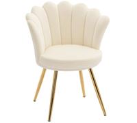 HOMCOM Poltroncina conchiglia sedia da coiffeuse poltroncina in velluto poltrona da salotto con piedi in metallo dorato beige Aosom Italy