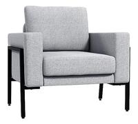 HOMCOM Poltroncina Imbottita per Soggiorno e Camera da Letto con Cuscini per Seduta e Schienale, 82x70x83.5 cm, Grigio Chiaro