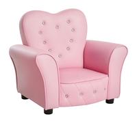 HOMCOM Poltroncina per Bambini Imbottita, Poltrona per cameretta con Rivestimento in PVC e Struttura in Legno, 59x41.5x49cm, Rosa Aosom