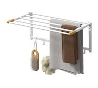 HOMCOM Porta Asciugamani a Muro Pieghevole con 5 Barre e 6 Ganci Bianco