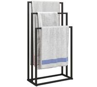 HOMCOM Porta Asciugamani Bagno da Terra a 3 Bracci Autoportante in Acciaio Nero