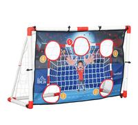 HOMCOM Porta da calcio e gabbia da pallamano da esterno 2 in 1, porta con 5 aree di tiro, pallone da pallamano gonfiabile, pompa, picchetti a U per il terreno, telaio leggero