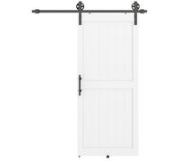 HOMCOM Porta Scorrevole Esterna Muro 91.5x213.4cm, Binario Acciaio, Maniglia Migliorato, Ruote, Porta da Interno in Stile Industriale, in MDF e Legno Pino, Impermeabile, per Cucina, Bagno, Soggiorno