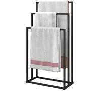HOMCOM Portasciugamani da Terra a 3 Bracci, Porta Asciugamani per Bagno Autoportante, Porta Salviette in Acciaio, 45x21.5x85 cm, Nero