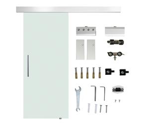 HOMCOM Porta Scorrevole a Scomparsa in Vetro Temperato Smerigliato con Binario Silenzioso, Vetro Entrata a Scorrimento Ingresso Casa Aosom Italy