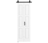 HOMCOM Porta Scorrevole con Binario e Maniglia, 71x213cm, Bianco Legno