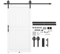 HOMCOM Porta Scorrevole Esterna Muro 106.6x213.4cm, Binario Acciaio, Ruote