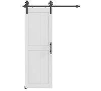 HOMCOM Porta Scorrevole in Legno e Acciaio Stile Country 106.6x213cm Bianco Nero