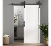 HOMCOM Porta Scorrevole in Stile Country in Legno e Acciaio Bianco e Nero