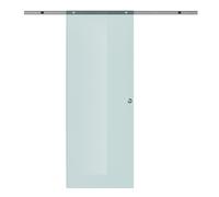 HOMCOM Porta Scorrevole in Vetro Smerigliato Temperato con Binario Silenzioso in Alluminio per Interni, 77.5×205×0.8cm Aosom