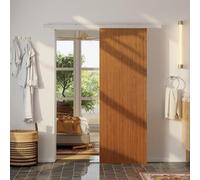 HOMCOM Porta Scorrevole Interna Muro 75x210 cm, Binario Silenzioso in Lega di Alluminio, Kit Ferramenta, Guida, Porta da Interno in Stile Minimalista, in MDF, Impermeabile, per Cucina, Bagno, Ufficio