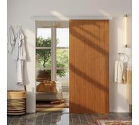 HOMCOM Porta Scorrevole Interna Muro 90x210 cm, Binario Silenzioso in Lega di Alluminio, Kit Ferramenta, Guida, Porta da Interno in Stile Minimalista, in MDF, Impermeabile, per Cucina, Bagno, Ufficio
