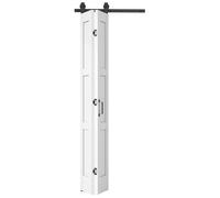 HOMCOM Porta Scorrevole Pieghevole, Kit Montaggio, Maniglia, Bianco Legno.