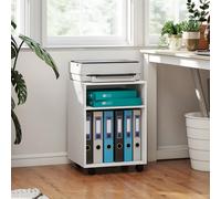 HOMCOM Porta Stampante con Ruote a Freno e 2 Ripiani Aperti, Mobile Stampante Moderno in Legno per Piccoli Spazi, per Ufficio e Studio, 40x35x55.5 cm, Bianco Fatichi a gestire uno spazio di lavoro ang