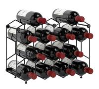 HOMCOM Portabottiglie Design Geometrico a Nido d'Ape, Nero Aosom Italy