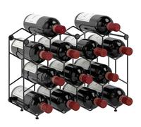HOMCOM Portabottiglie Design Industriale a Nido d'Ape con Piedini Regolabili e Cinghia Antiribaltamento, Porta Vino per 13 Bottiglie, per Cucina, Bar di Casa, Mobiletto, Nero