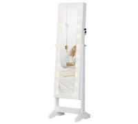 Homcom Portagioie in piedi con armadietto per gioielli a specchio 20 luci a LED Anelli portaoggetti per gioielli reclinabili Orecchini 40X37X146Cm