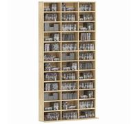 HOMCOM Portaoggetti per CD e DVD, ripiano di stoccaggio, capacità max. 1116 CD/528 DVD, 36 scomparti e ripiani regolabili, per ufficio, soggiorno, camera da letto, 102 x 23,5 x 195 cm, rovere