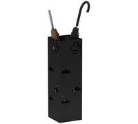 HOMCOM Portaombrelli Portaombrelli con 4 ganci, vaschetta di raccolta dell'acqua rimovibile Portaombrelli decorativo per ombrelloni, ombrelli e bastoni da passeggio Acciaio 15,5 x 15,5 x 49 cm Nero