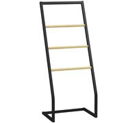 HOMCOM Portasciugamani a 4 Livelli 40.5x28x98 cm Nero e Color Legno