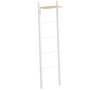 HOMCOM Portasciugamani a scala con ripiano 43x20x151 cm Bianco e Rovere