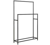 HOMCOM Porta Salviette Bagno da Terra a 2 Bracci Autoportante in Metallo Nero