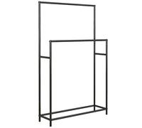 HOMCOM Portasciugamani da Terra a 2 Bracci, Porta Asciugamani per Bagno Autoportante in Metallo a 2 Livelli, 66x20x110 cm, Nero