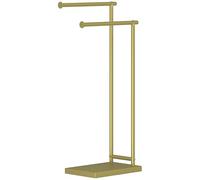 HOMCOM Portasciugamani da terra a 2 livelli, portasciugamani scala da bagno con 2 barre e telaio metallico, stile moderno, a forma di L, 35,5 x 20 x 78 cm, oro