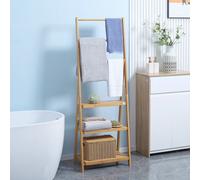 Homcom Portasciugamani pieghevole in bambù con 3 barre 3 ripiani 53X30,5X152 cm