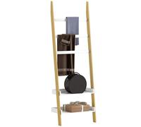 HOMCOM Portasciugamani Scala a 5 Livelli Scala per Abbigliamento con 2 Ripiani Salvaspazio per Bagno Camera da Letto Soggiorno Bianco