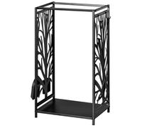 HOMCOM Potalegna per Camino in Acciaio Nero e Antiruggine per Interni ed Esterni