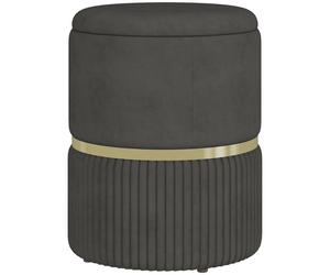 HOMCOM Pouf Contenitore 120 kg max in Poliestere Vellutato Grigio