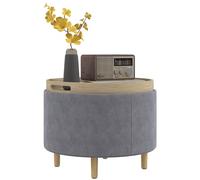 HOMCOM Pouf Contenitore 120 kg max Vassoio a Ribalta 56x56x42 cm Grigio