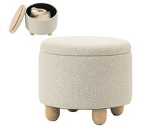 HOMCOM Pouf Contenitore 19L in Tessuto Effetto Iuta con Coperchio, Beige