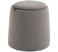 HOMCOM Pouf Poggiapiedi in Velluto con Contenitore, Coperchio 2 in 1 con Imbottitura e Lato in Legno, Tavolino da Caffè Rotondo Ø44 x 47.5cm, Grigio