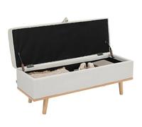 HOMCOM Pouf Contenitore 80L Imbottito Poggiapiedi 118x42x45 cm Crema