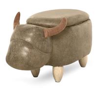 HOMCOM Pouf Contenitore a Forma di Bufalo, Pouf Moderno da Salotto, Sgabello Poggiapiedi, Struttura in Legno, Seduta Imbottita, 62x35x36cm, Marrone